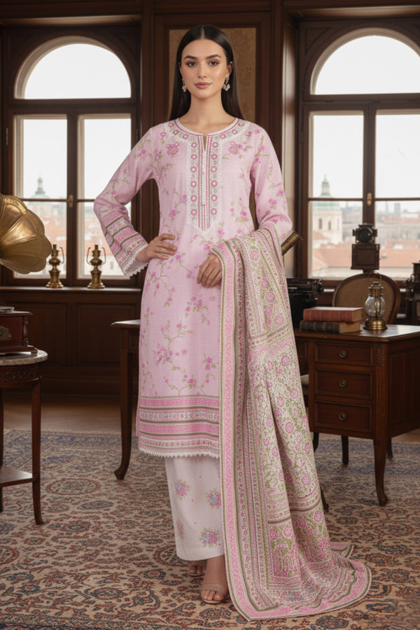 Embroidered - 3 Pc Khaddar Suit