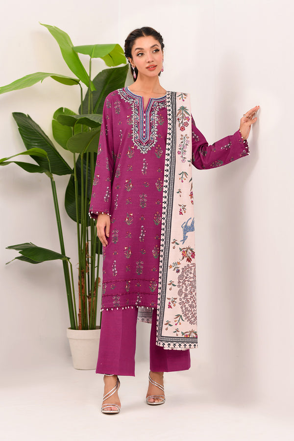Embroidered - 3 Pc Khaddar Suit