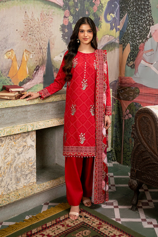 Embroidered - 3 Pc Khaddar Suit