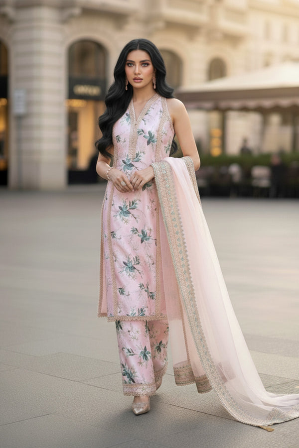 Embroidered - 3 Pc Cotton Lawn Suit (Organza Dupatta)