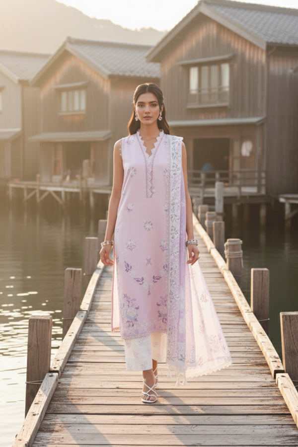 Embroidered - 3 Pc Cotton Lawn Suit (Lawn Dupatta)