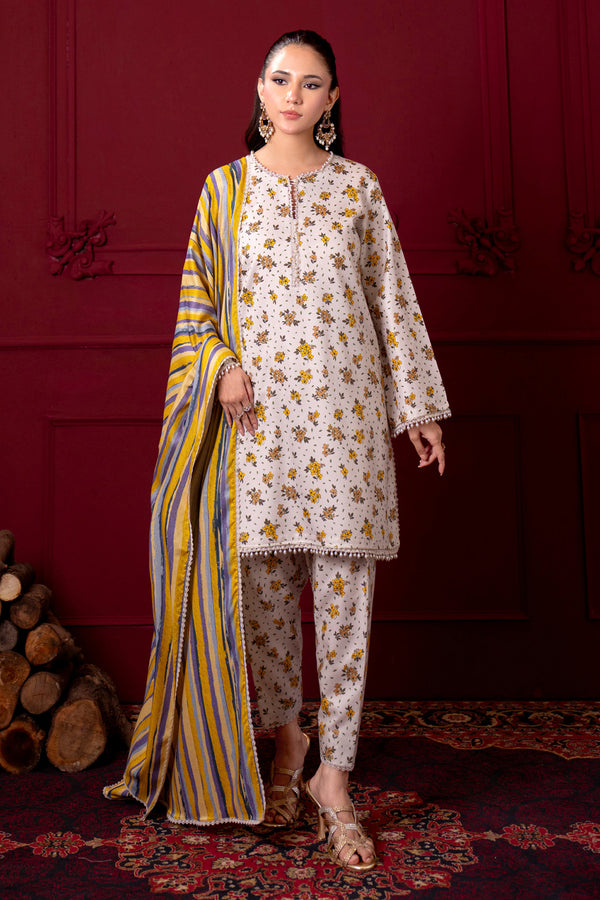 Printed - 3 Pc Linen Suit
