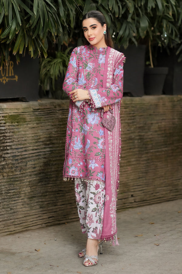 3 Pc Karandi Suit - Embroidered Shawl