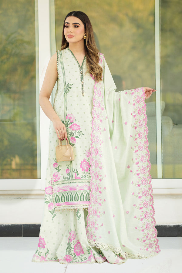 3 Pc Karandi Suit - Embroidered Shawl