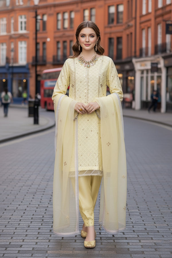 Embellished Cotton Suit - 2PC LUXURY PRET