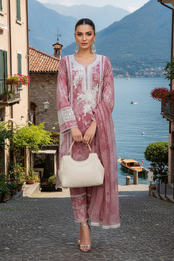 BLOOMY BLOSSOM -3PC GRIP & CHIFFON LUXURY PRET