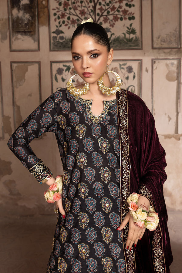 SAAZ – 3PC RAWSILK, VELVET & SILK LAWN WEDDING FESTIVE PRET