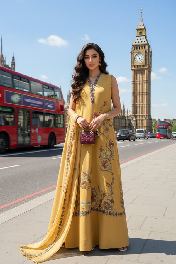 Embroidered - 3 Pc Cotton Lawn Suit (Dyed Embroidered Dupatta)