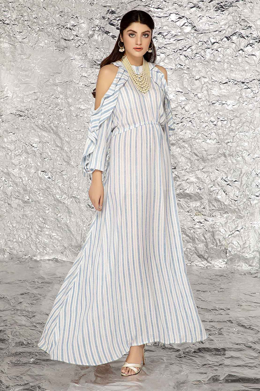 Striped Cold Shoulder Dress